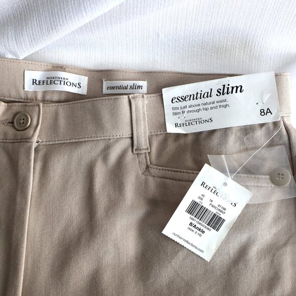 NWT -  Size 8 - Northern Reflections Essential Slim - Ankle Pants - Beige - Picture 3 of 13